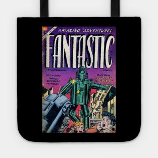 Giant Robot vs Retro Tank Comic Cover Tote