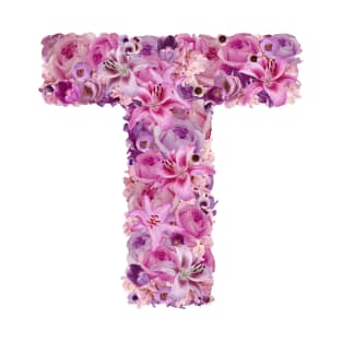 Pink Floral Letter T T-Shirt