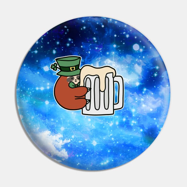 Leprechaun Sloth Beer Mug Night Sky Pin by saradaboru