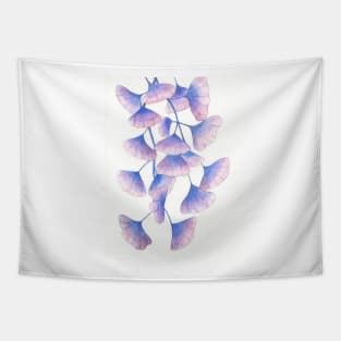 Blue and Pink Ginko leaves Tapestry