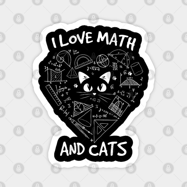 I Love Math and Cats Cute Kitty Cat Feline Lover Magnet by dounjdesigner