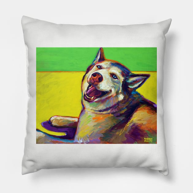 Kitty, the SIBERIAN HUSKY Pillow by RobertPhelpsArt