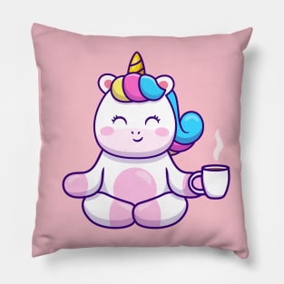 Cute Unicorn Yoga Holding Coffee Pillow