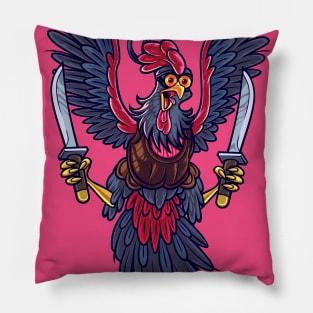 Cartoon Ninja Rooster Mascot Pillow