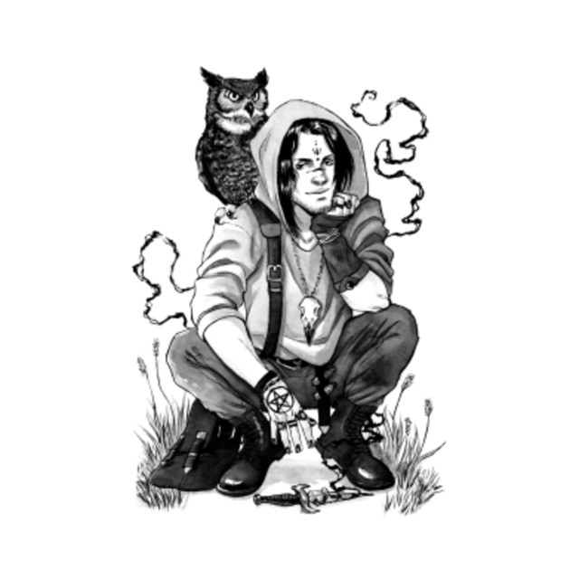 Owl Warlock Ink Drawing - Warlock - Phone Case