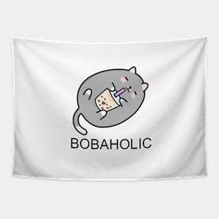 Grey Chubby Boba Cat Needs More Boba! Tapestry