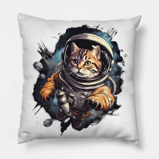 Astronaut Kitten In Outter Space Pillow
