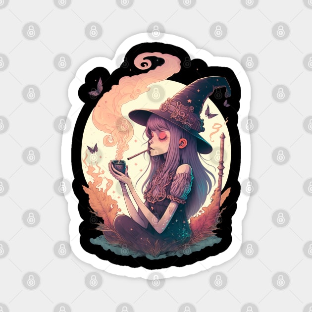 Smoking Witch Magnet by Cute Occult