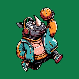 funny rhino basketball T-Shirt