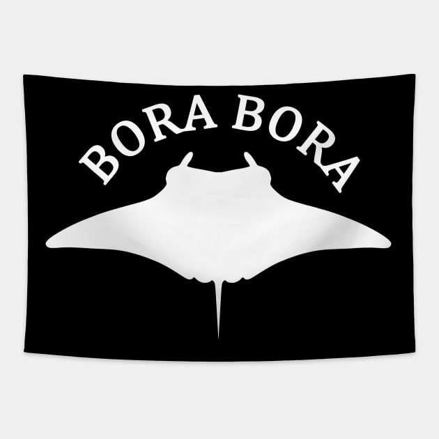 Swimming With Manta Ray In Bora Bora Tapestry by TMBTM