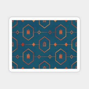 Copper Turtle Pattern on Teal Magnet