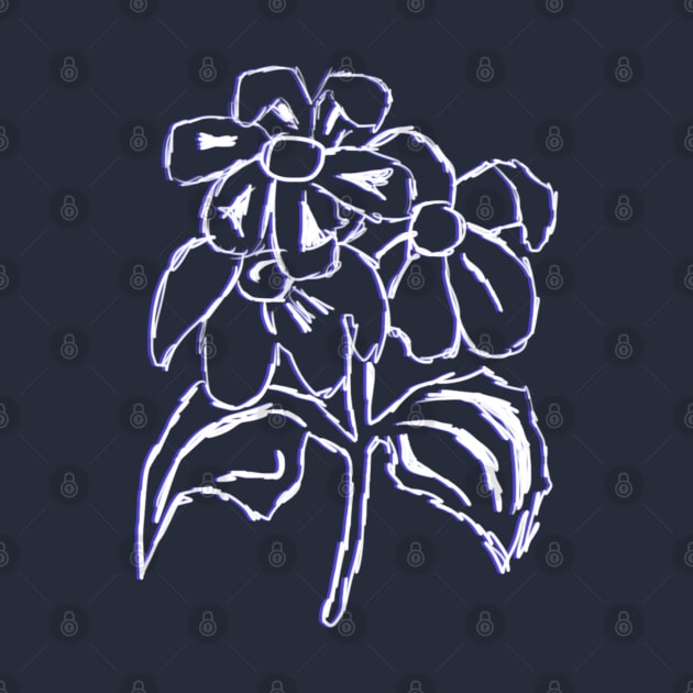 FLOWERS HANDSKETCH BLUE LAZER by CharlieCreator