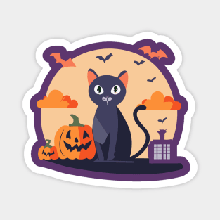 Halloween Cat Pumpkin Magnet