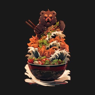 Bear aggressively eats ramen T-Shirt