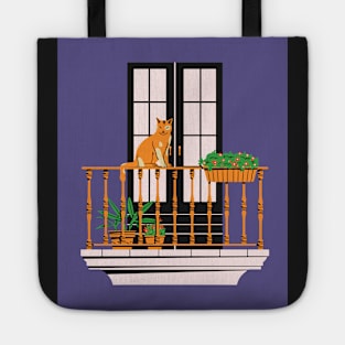 Cat at balcony Tote