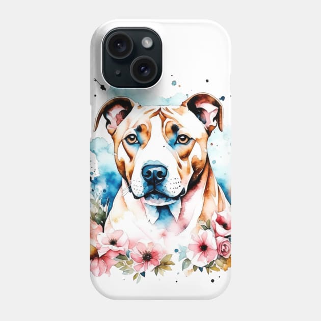 Amstaff - Cute Watercolor Dog Phone Case by Bellinna