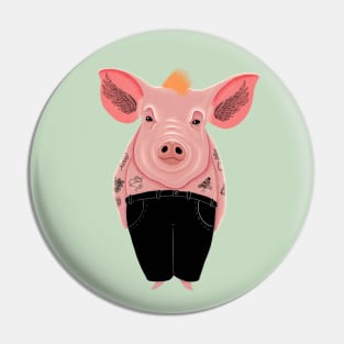 Cool Pig with Tattoos Pin