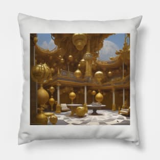 Parnassus Checkered Gold Decorated Floor Palace Room Pillow