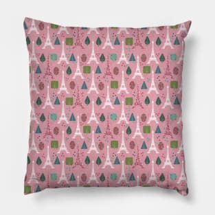 Cutesy Pink Eiffel Tower Pattern Pillow