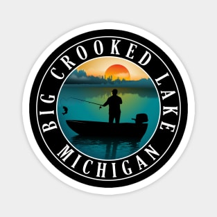 Big Crooked Lake Fishing Michigan Sunset Magnet