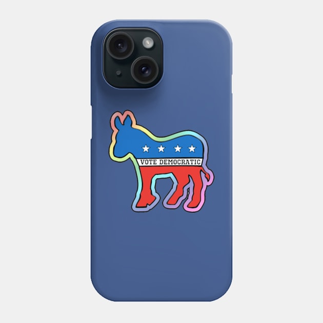 DEMOCRATIC DONKEY MASCOT VOTE DEMOCRAT LGBT RAINBOW Phone Case by colormecolorado