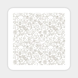 Christmas Doodles - Grey and White Magnet