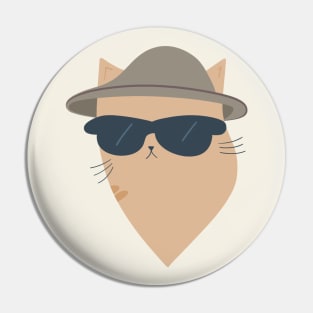 Modern Cat: Brown/Orange with Stylish Hat & Sunglasses Pin