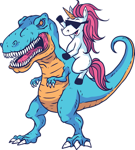 Unicorn T-rex Kids T-Shirt by TomCage