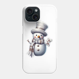 Silver Christmas Snowman Phone Case