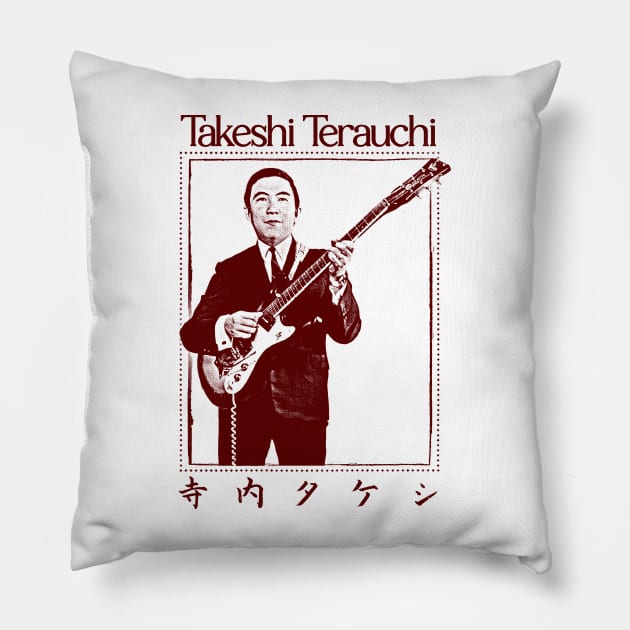 Takeshi Terauchi 寺内タケシ \/\Retro Fan Art Design Pillow by DankFutura