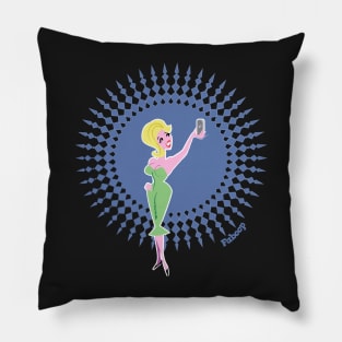 Cute Retro Mid-Century Design Selfie Girl Pillow