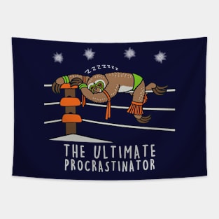 Ultimate Procrastinator Retro 80's Funny Cute Lazy Wrestler Sloth Tapestry