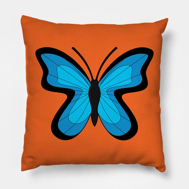 Blue Butterfly Pillow by BirdAtWork