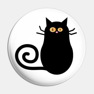 Black Halloween Cat Cartoon Illustration Pin