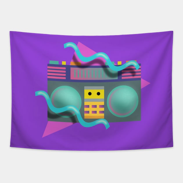 Retro Eighties Boom Box Graphic Tapestry by LittleBunnySunshine