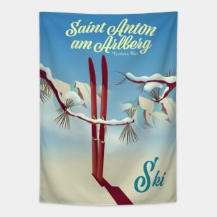 Saint Anton am Arlberg vintage style Ski poster Tapestry