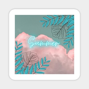 Summer Clouds Neon Design Magnet