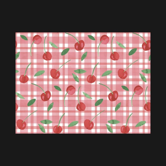 Cheery Cherry Check | Red Picnic Gingham Style Pattern by gloobella