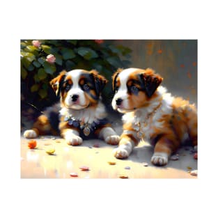 Painting of two cute puppies. T-Shirt