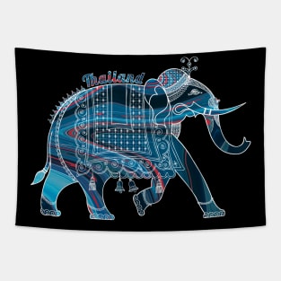 Ornate Asian Elephant In A Colorful Illustration Tapestry