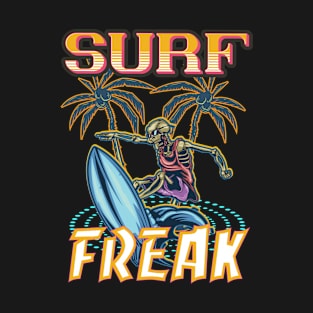 Surf Freak Skeleton Design T-Shirt