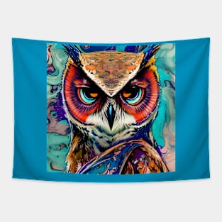 Graphic Novel Comic Book Art Style Owl Tapestry