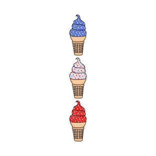 Red, White, and Blue Ice Cream Cones, with Star Sprinkles T-Shirt