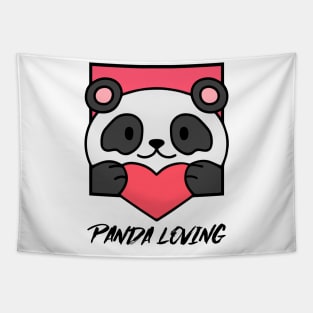 Cute Panda Romantic Valentines Love Heart Tapestry