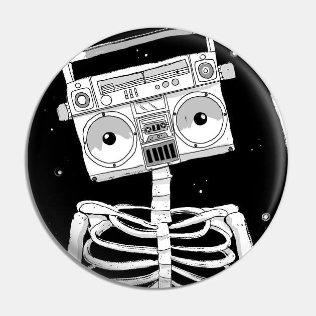 Radio + silly skeleton Pin by Gummy Illustrations