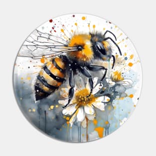 A bee collects honey on a flower. Pin