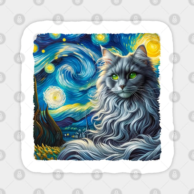 Nebelung Starry Night Inspired - Artistic Cat Magnet by starry_night