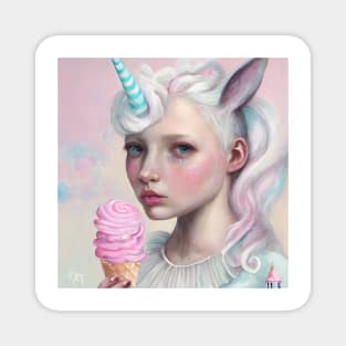 Unicorn Girl with Pink Ice Cream Magnet