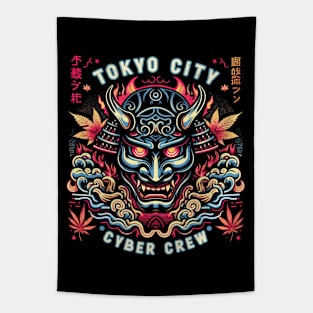 Tokyo City - Cyber Crew - Tattoo Hannya Mask Tapestry