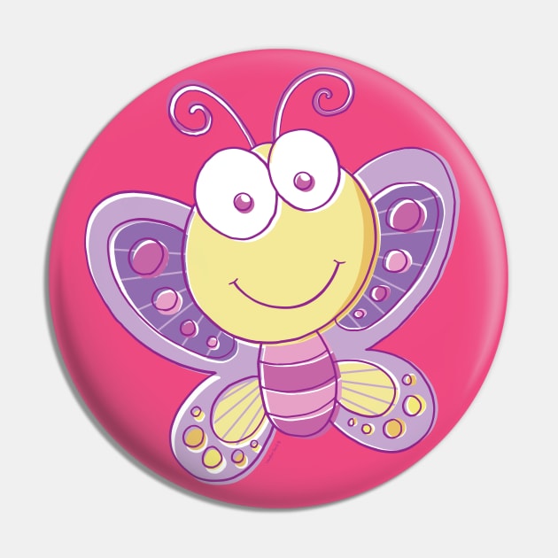 Cute Cartoon Butterfly Pin by vaughanduck